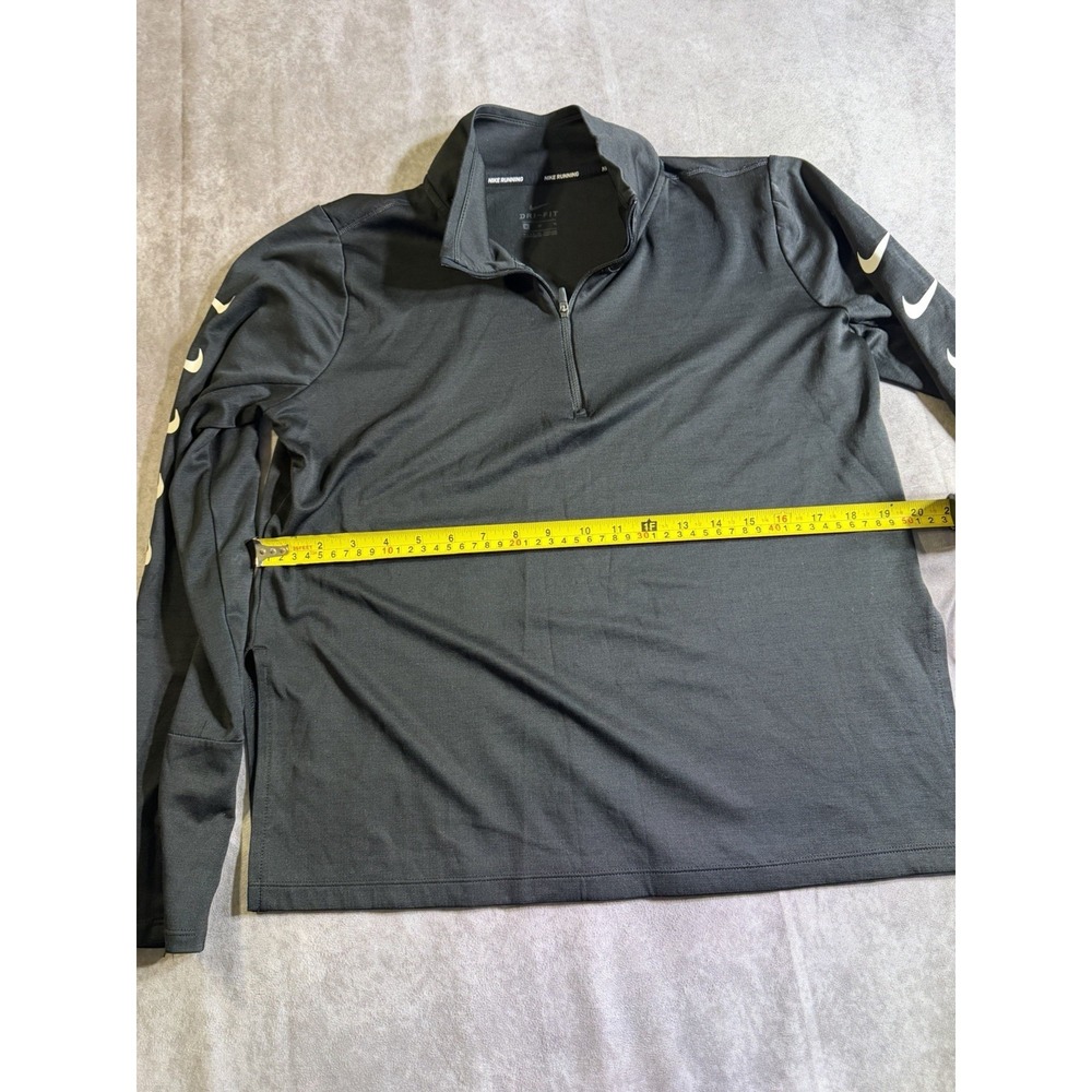 Nike Dri-FIT Running 1/4 Zip Pullover Top Women M Black Multi Swoosh Sleeve - Picture 3 of 5